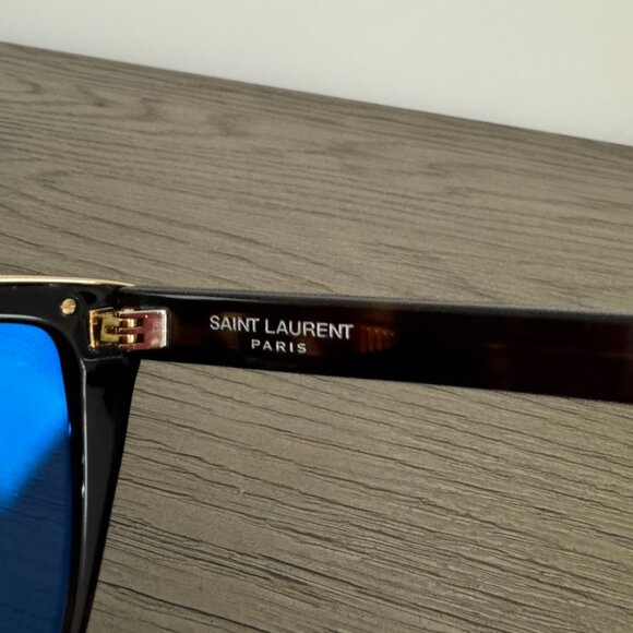 SAINT LAURENT Women's Tortoise Sunglasses with Top Gold Detail & Leather Case - Picture 5 of 16